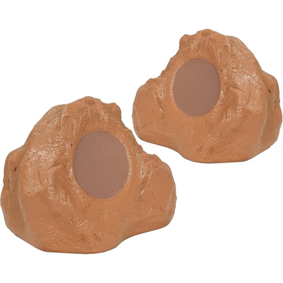 Sound Town Pair of 2-Way 6.5" High Fidelity Passive Outdoor Rock Speaker, Weather-Resistant, 70V/100V/8-Ohm, Outdoor Commercial Speaker for Garden, Yard, Deck, Installation, Brown (ROCK-62BR-PAIR)