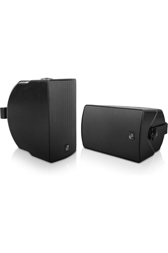 Pair of 6.5" Weather-Resistant Surface-Mount Speaker, Indoor/Outdoor, 70V/100V/8ohm, for Home & Commercial Installation, Black (TARVOS-65B-PAIR)