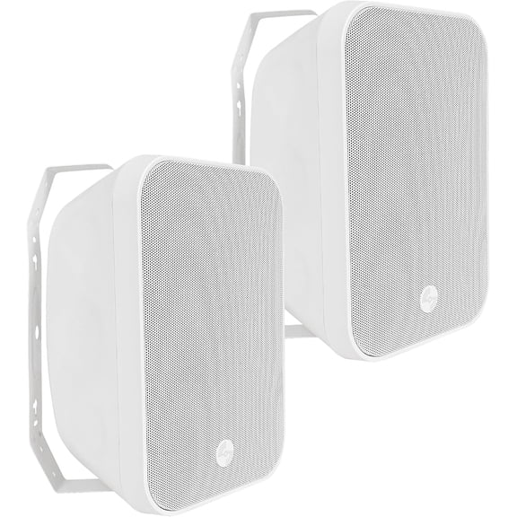 Sound Town Pair of 70V/100V 6.5" Weather-Resistant Surface-Mount Passive Speakers, with IP55-rated Enclosure, for Home & Commercial Installations, White (TARVOS-MS6W-PAIR)