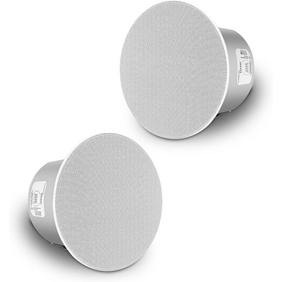 Sound Town Pair of 4.5" Coaxial in-Ceiling Speakers with Metal Backcan and Tile Rails, 70V/100V/8-Ohm Switchable, Magnetic Grill, White (STCS4C-PAIR)