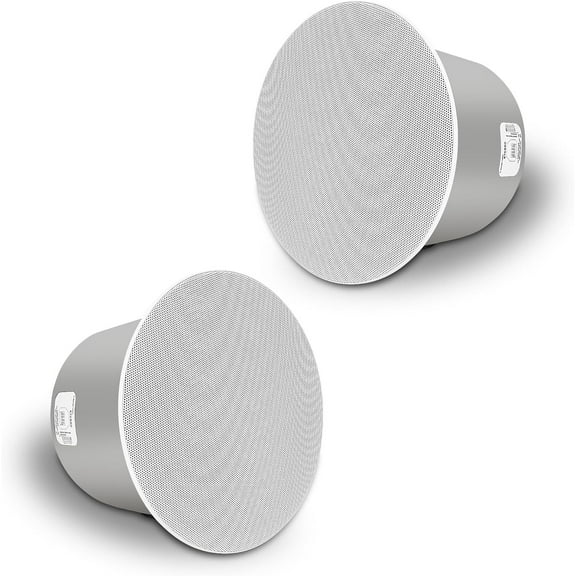 Sound Town Pair of 8" Coaxial in-Ceiling Speakers with Metal Backcan and Tile Rails, 70V/100V/8-Ohm Switchable, Magnetic Grill, White (STCS8C-PAIR)