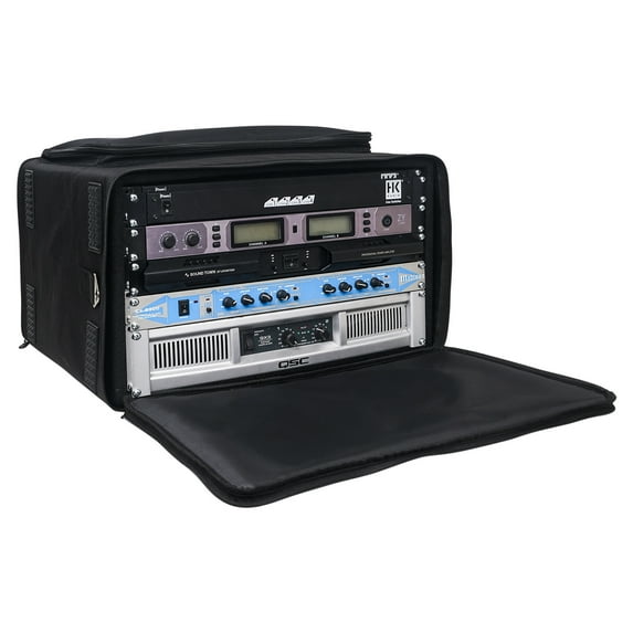 Sound Town Portable 6U Soft Rack Bag with 14" Rackable Depth And Accessory Pocket