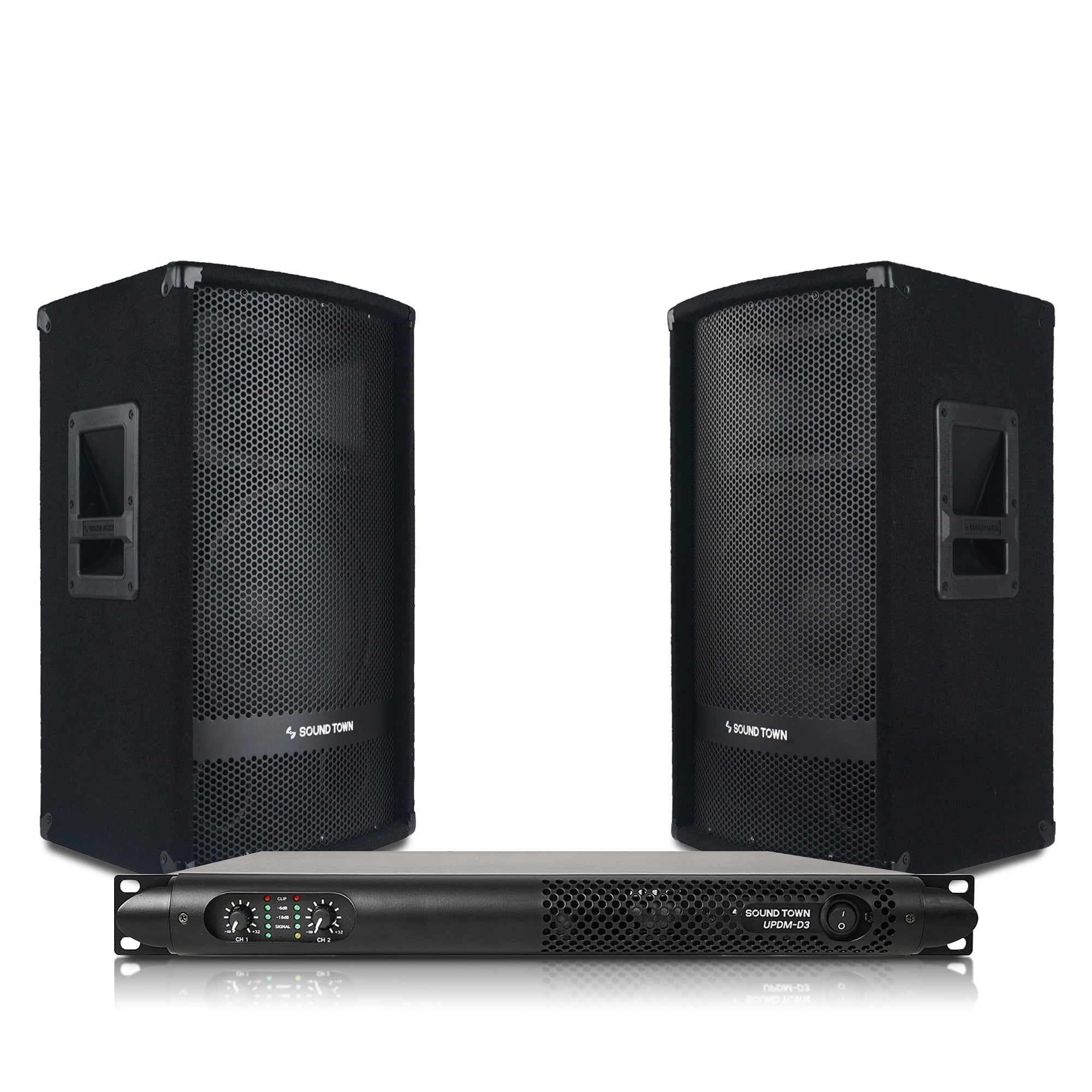 Sound Town Professional PA Speaker System with Two 12” Passive PA ...