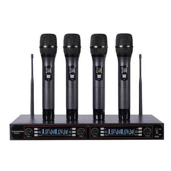Sound Town Professional UHF Handheld Wireless Microphone System with LED Display, 4 Handheld Mics (NESO-U4HH)