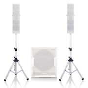 Sound Town Subwoofer and Column Speaker Line Array System, with Two 500W Passive Column Speakers and One 12 800W Powered Subwoofer, White