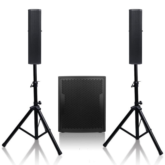 Sound Town Subwoofer and Column Speaker Line Array System, with Two 500W Passive Column Speakers and One 15 1600W Powered Subwoofer