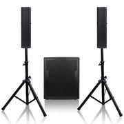 Sound Town Subwoofer and Column Speaker Line Array System, with Two 500W Passive Column Speakers and One 15” 1600W Powered Subwoofer