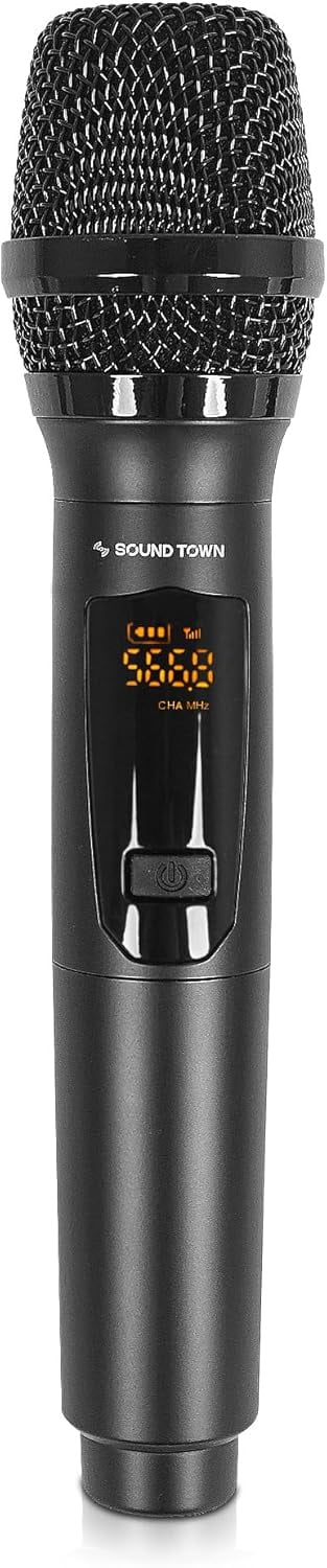 Sound Town Wireless Metal Handheld Microphone with 8 Channels, Built-in Pop Filter, Replacement for SWM15-MAX & SWM16-MAX Wireless Microphone Mixer Systems, Channel B (SWM-MAX-BMIC)