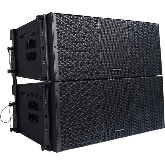 Sound Town ZETHUS-210B-PAIR 2200W Line Array PA Speakers, Black