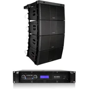 Sound Town ZETHUS Four Dual 10-inch Line Array Speaker and Professional Amplifier System Combo Set, Full Range/Bi-amp Switchable, Black ZETHUS-210X4A8