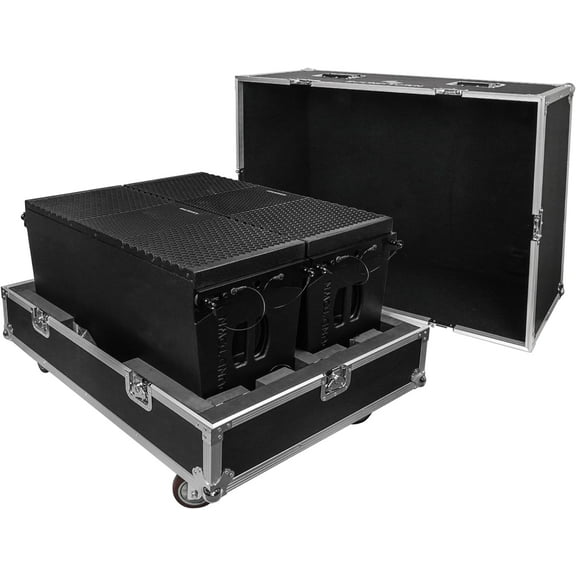 Sound Town ZETHUS Pair of Dual 10-inch Passive Line Array Speaker System with Flight Case, Full Range/Bi-amp Switchable, Black (Z210BX2-IFC)