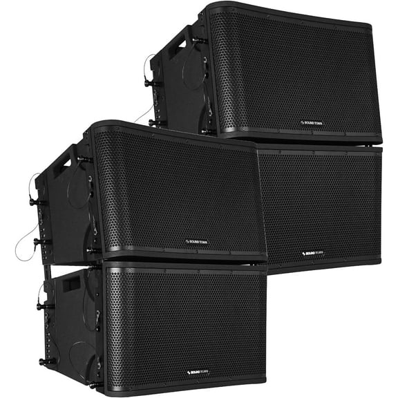Sound Town ZETHUS Series 2 Pairs of 12" Two-Way Constant Curvature Line Array Loudspeaker System, Full-Range/Bi-Amp Switchable, Black (ZETHUS-112B-2PAIRS)