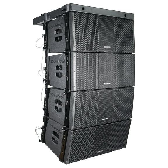 Sound Town ZETHUS Series 4 x Dual 10 Line Array Loudspeaker System with Titanium Compression Drivers, Full Range/Bi-amp Switchable, Black for Live Sound, Clubs, Bars, Churches and Schools