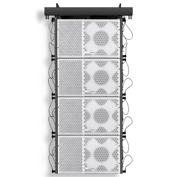 Sound Town ZETHUS Series Line Array Speaker System with Four Compact 1 X 10-inch Line Array Speakers, White for Stages, Clubs, Bars, Restaurants, Churches and Schools