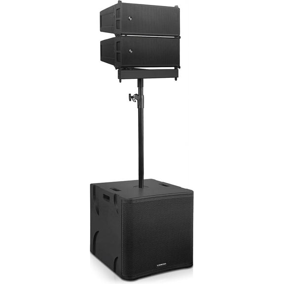 Sound Town ZETHUS Series Line Array Speaker System with Two Dual 6.5-inch Powered Line Speakers, One 18-inch Subwoofer, One Flying Frame and One Stand (ZS-A26X2-18S)
