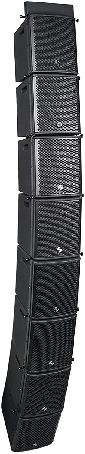 Sound Town ZETHUS Series Line Array Speaker System with Eight Compact 6 x 3 Line Array PA Speakers and One Flying Frame, Black (ZETHUS-M3X8)