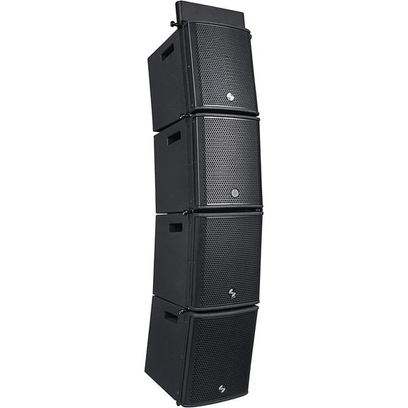Sound Town ZETHUS Series Line Array Speaker System with Four Compact 6 x 3 Line Array PA Speakers and One Flying Frame, Black (ZETHUS-M3X4)