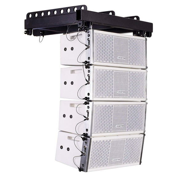 Sound Town ZETHUS Series Line Array Speaker System with Four White Compact 2 X 5-inch Line Array Speakers, White