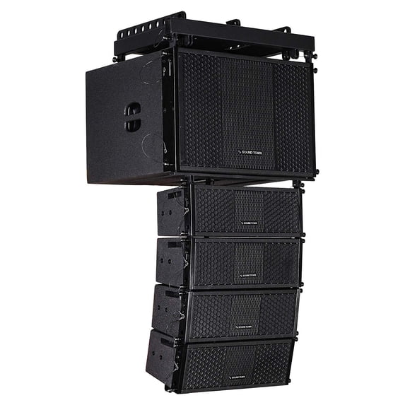 Sound Town ZETHUS Series Line Array Speaker System with One 15-inch Line Array Subwoofer, Four Compact 2 X 5-inch Line Array Speakers, Black