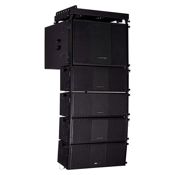 Sound Town ZETHUS Series Line Array Speaker System with One 15-inch Line Array Subwoofer, Four Compact 2 X 8-inch Line Array Speakers, Black