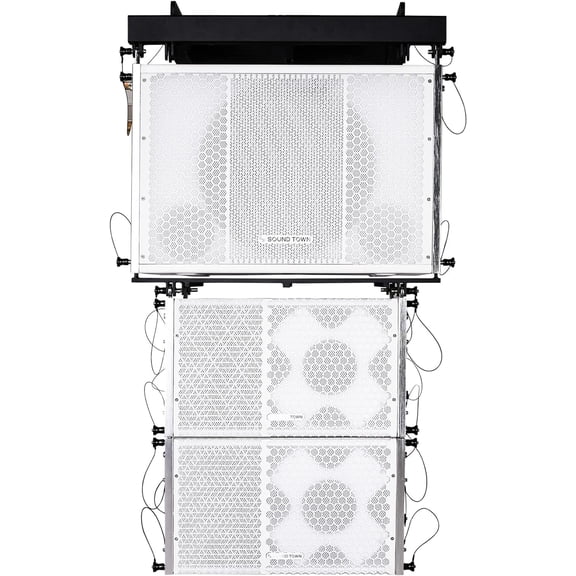 Sound Town ZETHUS Series Line Array Speaker System with One 15-inch Powered Line Array Subwoofer, Two Compact 1 X 10-inch Line Array Speakers, White