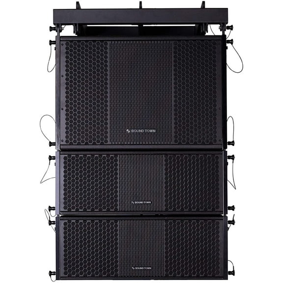 Sound Town ZETHUS Series Line Array Speaker System with One 15-inch Powered Line Array Subwoofer, Two Compact 2 X 8-inch Line Array Speakers, Black