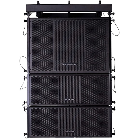 Sound Town ZETHUS Series Line Array Speaker System with One 15-inch Powered Line Array Subwoofer, Two Compact 2 X 8-inch Line Array Speakers, Black