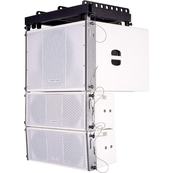 Sound Town ZETHUS Series Line Array Speaker System with One 15-inch Powered Line Array Subwoofer, Two Compact 2 X 8-inch Line Array Speakers, White