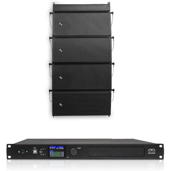 Sound Town ZETHUS Series Passive Line Array Speaker System with Four Dual 6.5-inch Line Array Speakers, One Power Amplifier with DSP, One Flying Frame, Black (ZSV26X4NTA32)