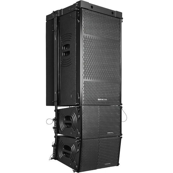 Sound Town ZETHUS Series Powered Line Array Speaker System with Dual 15-inch Line Array Subwoofer, Two 10-inch Line Array Speakers, One Flying Frame, Black (ZS-215SP110PX2)