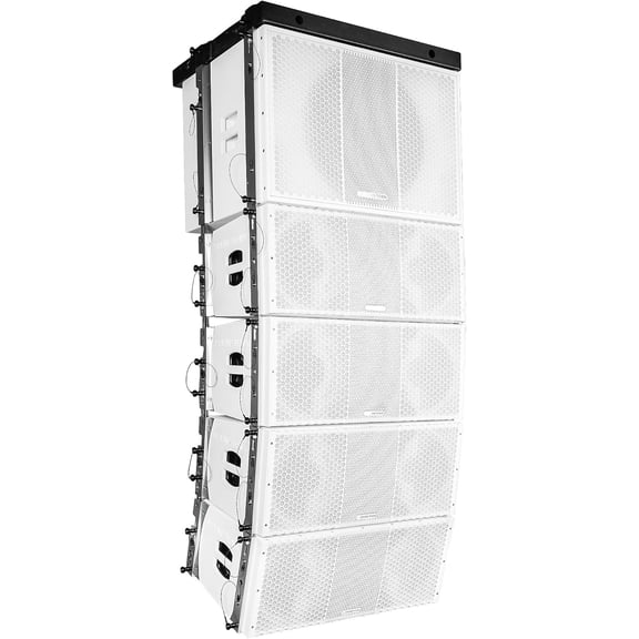 Sound Town ZETHUS Series Powered Line Array Speaker System with One 1600W 18-inch Line Array Subwoofer, Four Dual 10-inch Line Array Speakers, One Flying Frame, White (ZS-118SWP210WP4F)