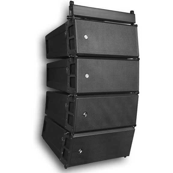 Sound Town ZETHUS Series Powered Line Array Speaker System with Four Dual 6.5-inch Line Array Speakers, One Flying Frame, Black (ZS-A26X4F)