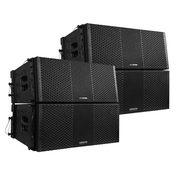 Sound Town ZETHUS Series Powered Line Array System with Four Dual 10" Loudspeakers, Class-D Amp, DSP, Plywood, Black