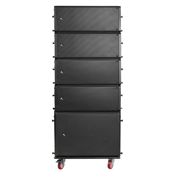 Sound Town ZETHUS Series Powered Line Array System with Four Dual 10" Loudspeakers, One 18" Subwoofer, and One Caster Board (ZS-A210X4A18SC)