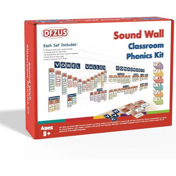 Sound Wall Classroom Phonics Kit, Science of Reading Sound Wall Consonants & Vowel Valley Classroom Decor, Phonemic Awareness, ESL Speech Therapy Materials (220 Cards)