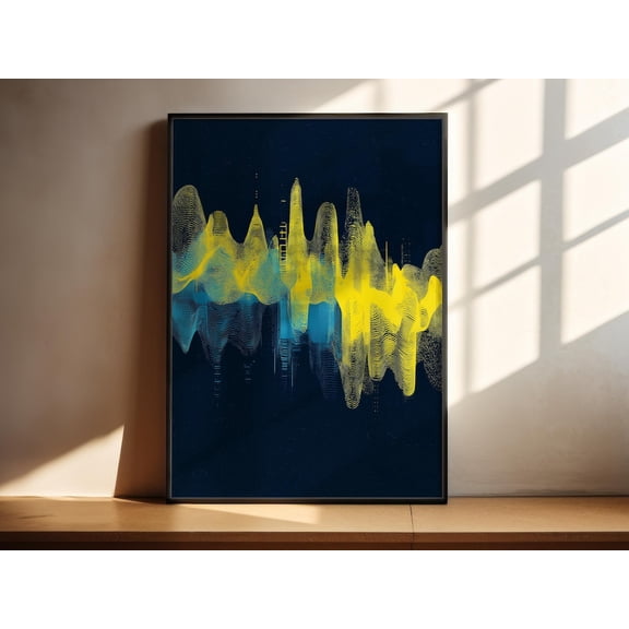 Sound Wave Art Abstract Neon Audio Wave Print Boho Decor, Unframed Paper Print