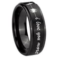 thumbnail image 1 of Sound Wave I love you more 8MM Step Edge Brush Black Tungsten Men Ring, 1 of 2