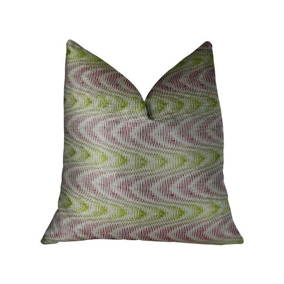 Sound Waves Beet Citrine Ivory Handmade Luxury Pillow, 20 x 36 in. King