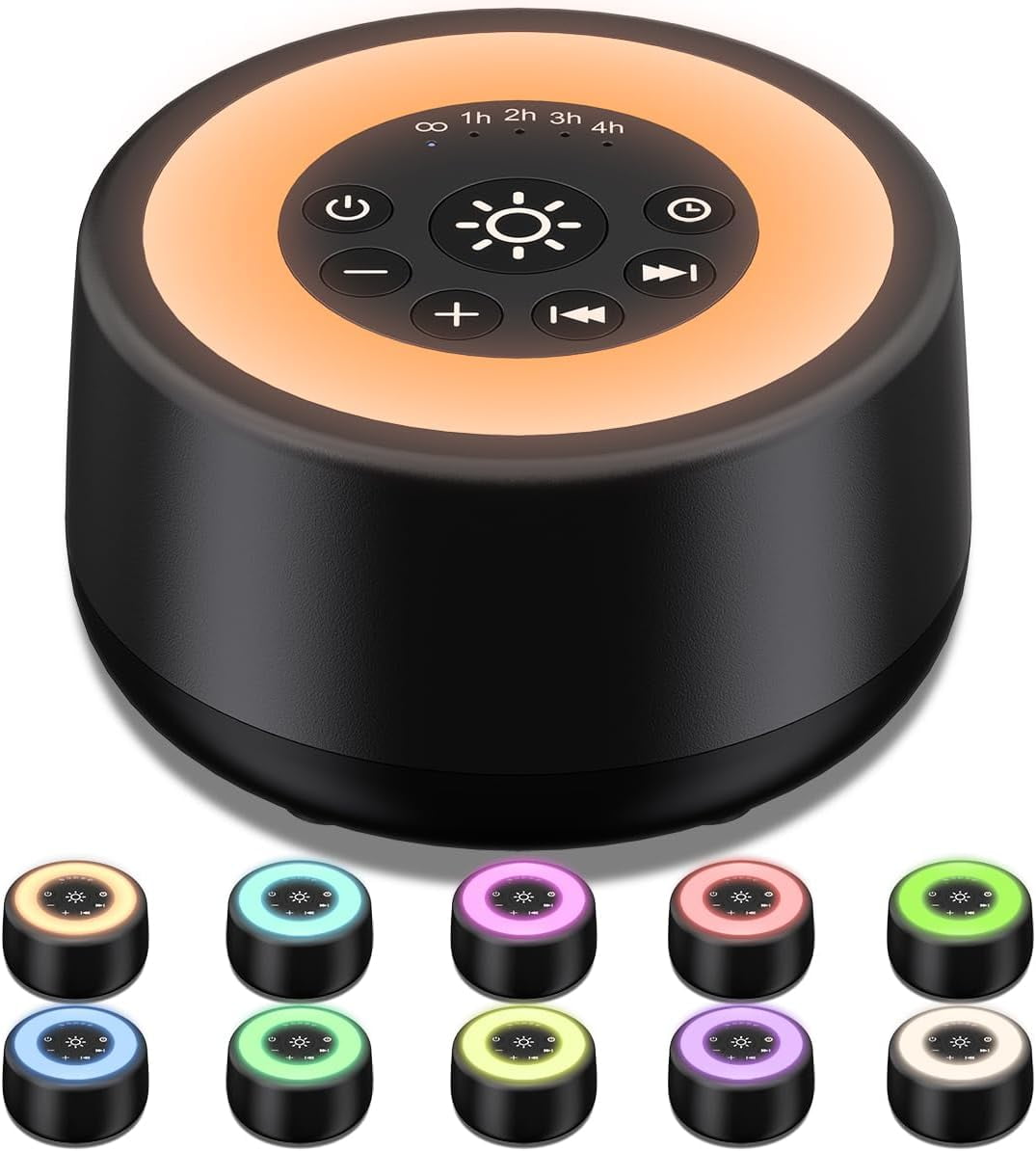Sound White Noise Machine with 25 Soothing Sounds 10 Colors Warm Night Light 4 Brightness Levels 32 Volume Levels 5 Timer and Memory Function Perfect for Adults Seniors Sleeping Black
