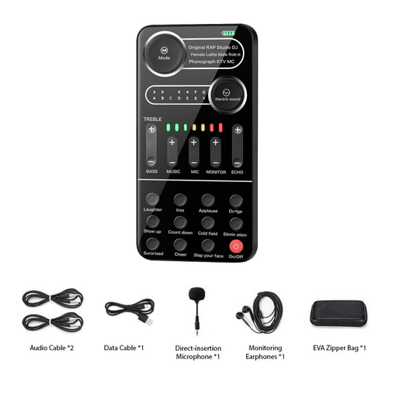 Sound card,With 9 Sound Set With 9 Sound Laptops Computer Live Sound Computer Handheld 9 Sound Live Wotao Sound Laps Computer Sound Qisuo Voice Fapao Huiop Voice Cer Portable Black