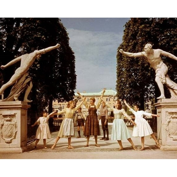 Sound of Music Julie Andrews Von Trapp children in Mirabell Gardens 24x36 poster