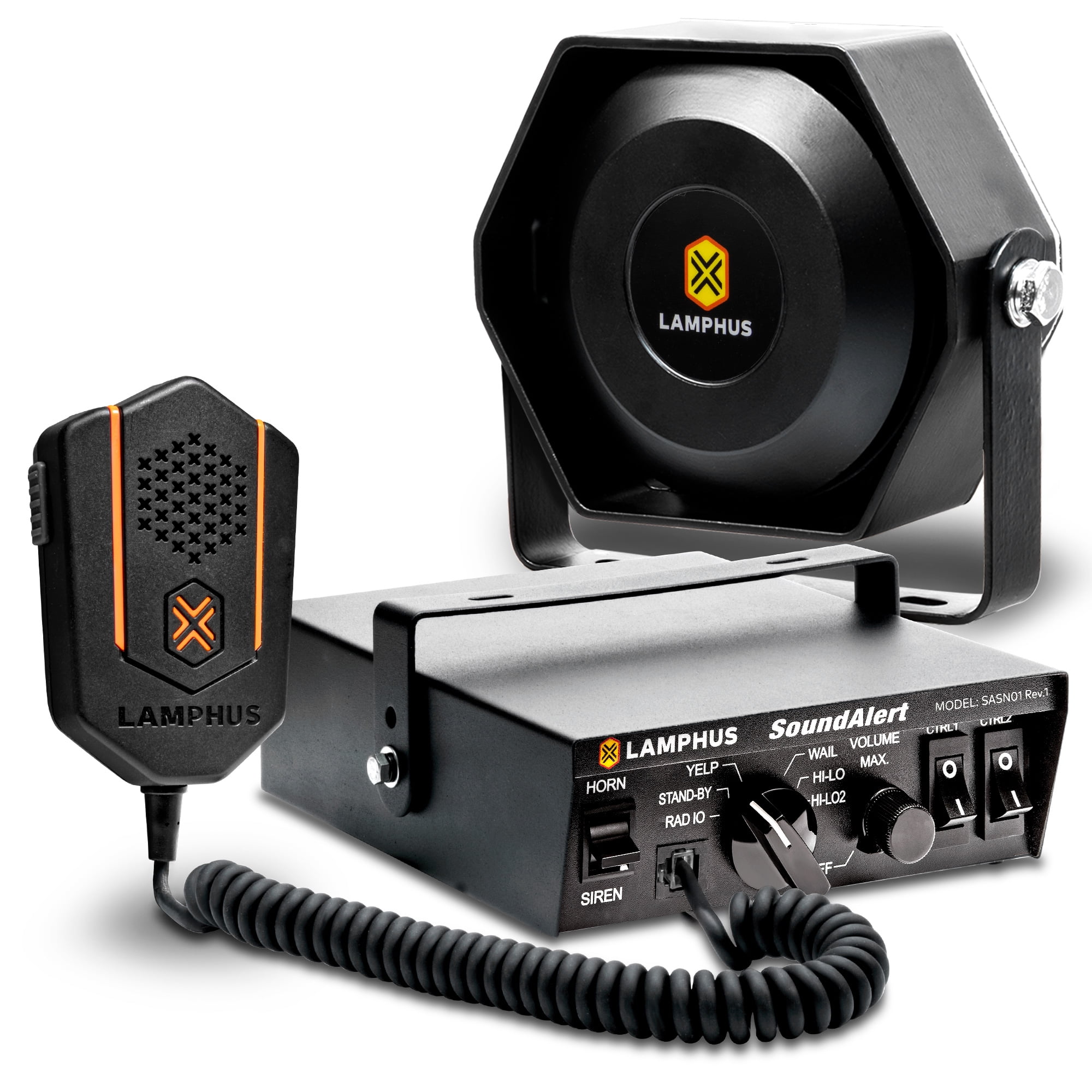 Car Alarm System SMALLFATW Police Siren 20 Tones 130 DB 200 Watt, Dual 20A  Auxiliary Switch, Wireless Remote USB Rechargeable 15M Control Range, Car  PA System Speaker Vehicle Siren, image size:2000x2000