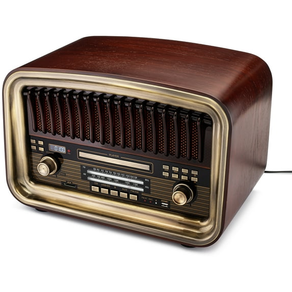 SoundBeast All-in-One AM/FM Radio with CD Player, Bluetooth Input, USB Playback & Recording, SD Card Playback, Aux Input, Built-in Speakers, Handmade Wooden Exterior