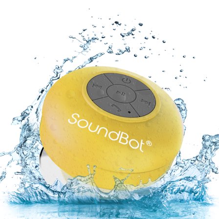 SoundBot Portable Wireless Speaker, Handsfree, Built-in Mic, Water Resistant Bluetooth Speakerphone, 6hrs of Playtime, Yellow