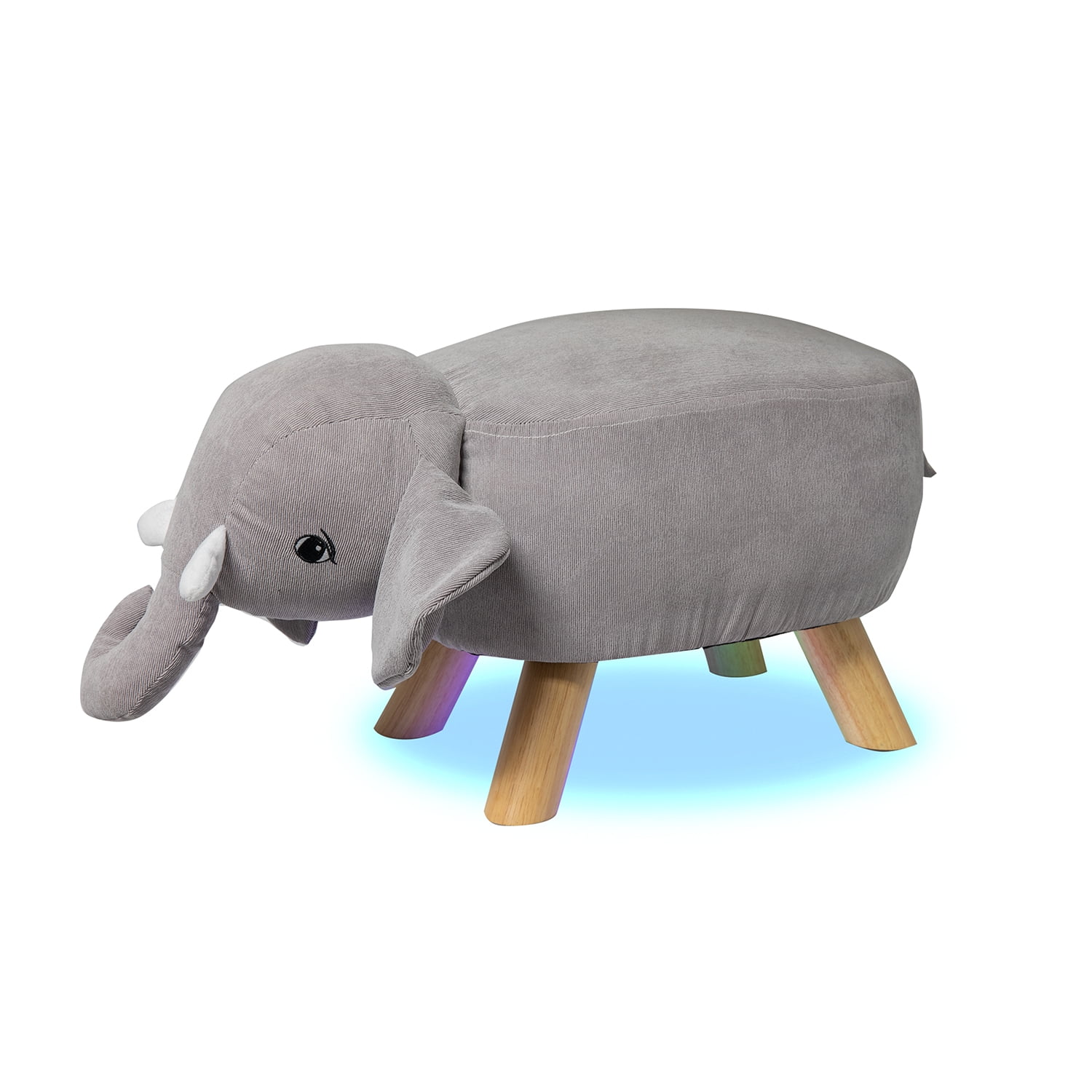 Noble House Bentlee Velvet Elephant Ottoman Light Blue Natural
