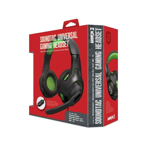 "SoundTac" Universal Gaming Headset For PS5/Xbox Series X/ Xbox Series S/ Nintendo Switch/ Nintendo Switch Lite/ PS4/ Xbox One/ Wii U/ PC/ Mac (Green)- Armor3