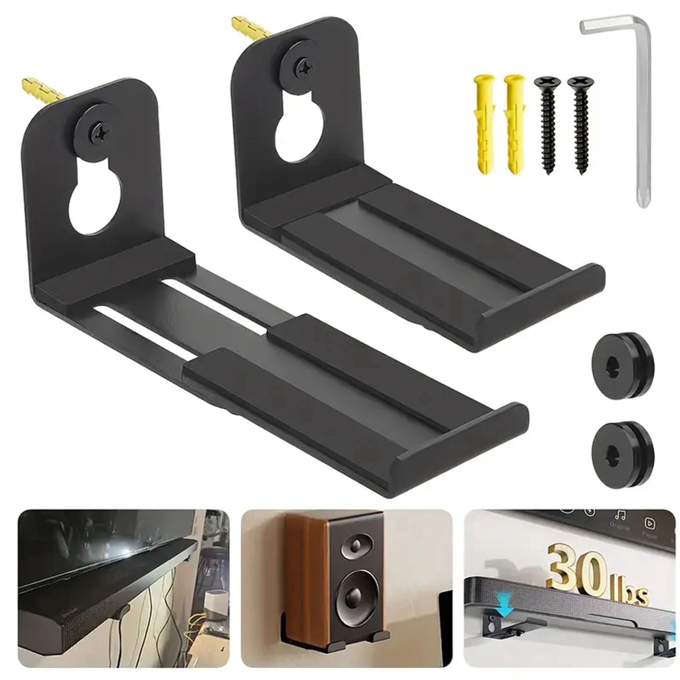 Sound Less Mount Soundbar Wall Mount,All Metal Sound Bar Mounts Under TV for Sonos ...