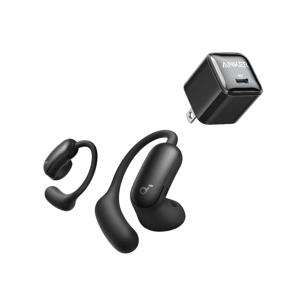 Soundcore AeroFit 2 Pro by Anker with USB C Chaeger, Open-Ear with Semi-In-Ear Active Noise Cancellation, Dual-Form Earbuds, Adjustable Ear Hooks, Hi-Res, LDAC, 4-Mic AI Clear Calls, IP55 Water-Proof