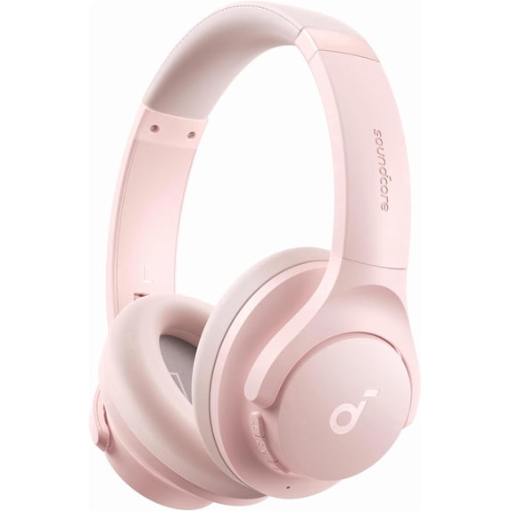 Soundcore by Anker Q20i Hybrid Active Noise Cancelling Headphones, Wireless Over-Ear Bluetooth, 40H Long ANC Playtime, Hi-Res Audio, Big Bass, Customize via an App, Transparency Mode (Pink)
