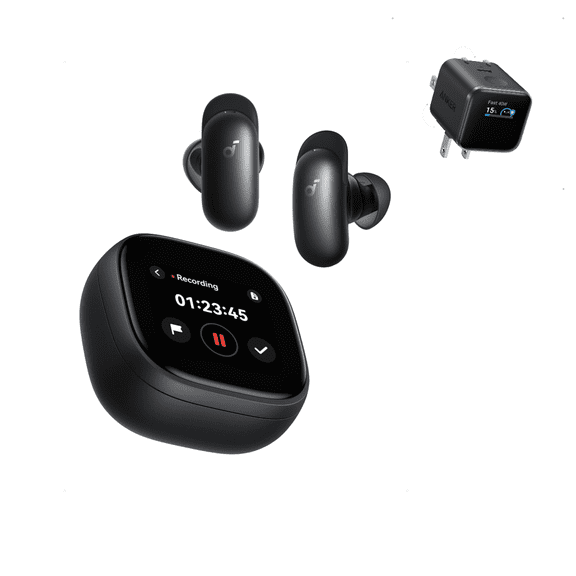 Soundcore Liberty 5 Pro Max by Anker Wireless Earbuds with Anker Nano Smart Display Charger